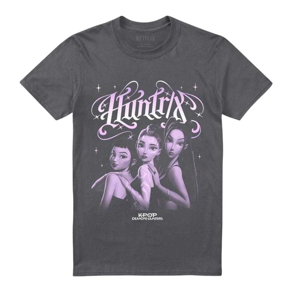 K-Pop Demon Hunters Unisex Adult Huntrix Gothic Gradient T-Shirt / Charcoal